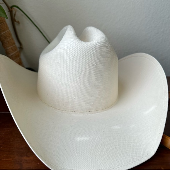 Old Stone cowboy hat straw tan western gold silver band 100x - Picture 3 of 12